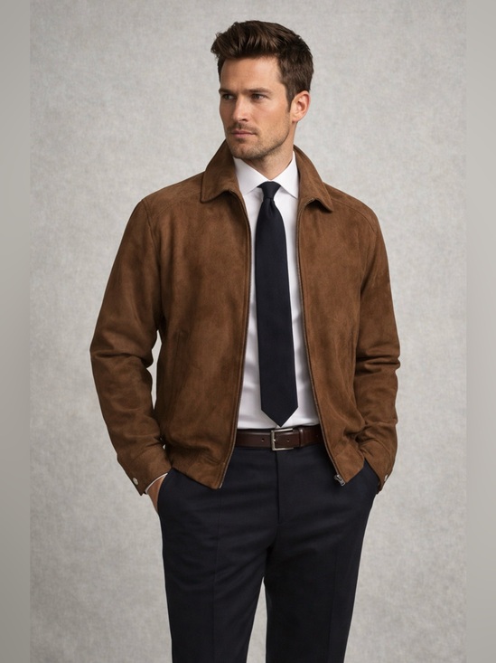 Claiborne Other - Claiborne Chestnut Suede Bomber Jacket